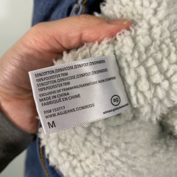 AG Adriano Goldschmied Kids Blue Sherpa Lined Denim Jacket Size M - Picture 8 of 11